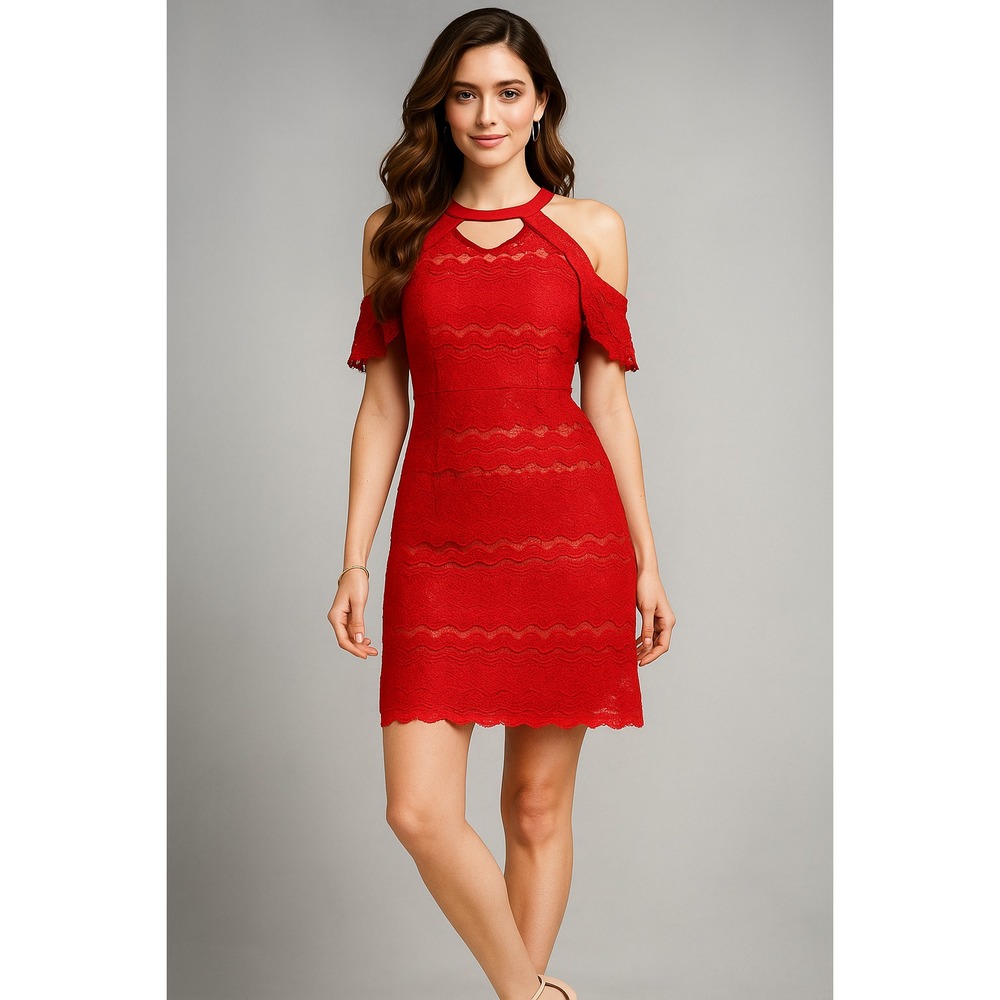 Francesca's Dress Womens‎ XS Tomato Cherry Girl Lace Overlay Sexy Baddie Y2K